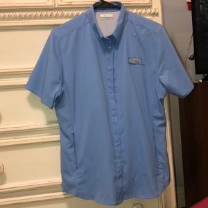 Columbia PFG Light Blue Short Sleeve Shirt Size L